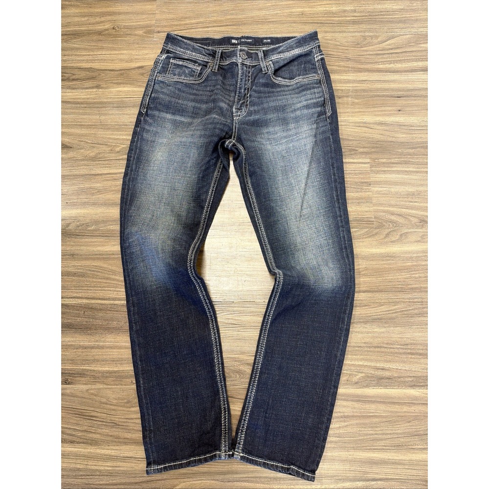 BKE Jake Jeans Mens 33x32 Regular Straight Leg Stretch Denim Medium Wash Buckle